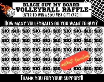 Volleyball Black out my board, softball raffle, flyer, volleyball fundraiser, pick a date to donate, pay the date, volleyball calendar