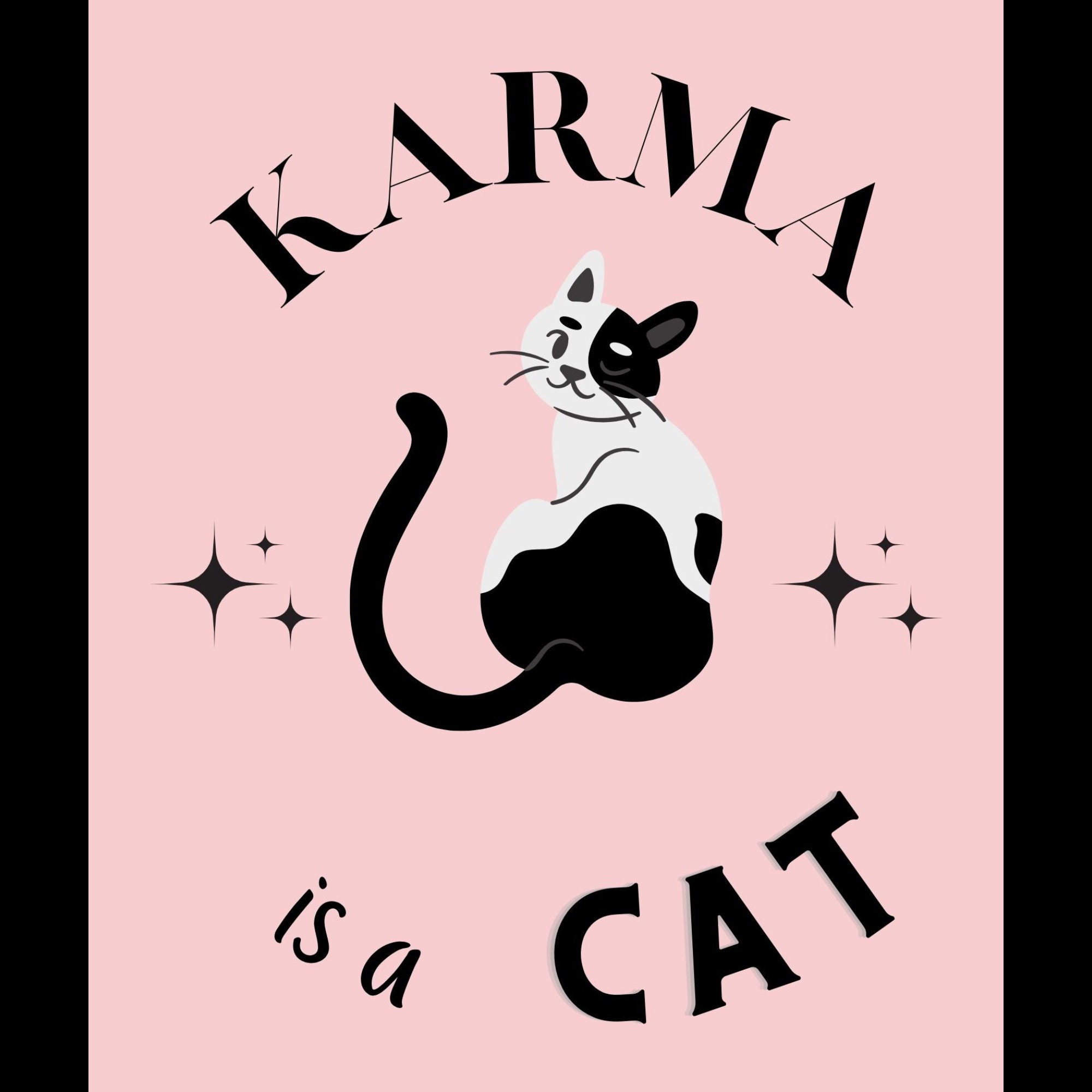 Karma Is A Cat Pink Poster Printable, Dorm Room Decor, Cat Poster, Cat