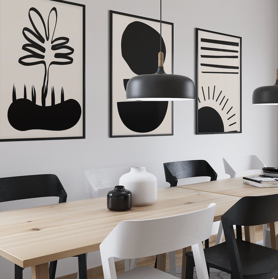 3 Piece Wall Art Set, Black and White Gallery Wall Set of 3 Prints ...