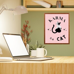Swiftie Gift, Karma is a Cat Pink Poster Printable, DCat Poster, Cat Wall Art Digital Download to Print on Poster or Canvas for Gift