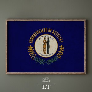 Kentucky State Flag Vintage Printable Art, Kentucky State Flag Print, Vintage State Flags, Kentucky Printable Wall Decor, Kentucky Gift Idea