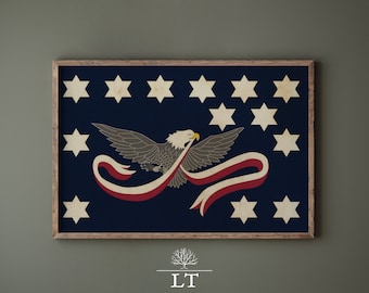 Vintage Whiskey Rebellion Flag Printable Patriotic Wall Art, Historical American Flag Print, Digital Download