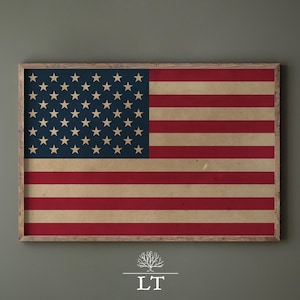 Impressão de pôster de bandeira americana vintage, pôster grande de bandeira dos EUA, impresso e enviado para você