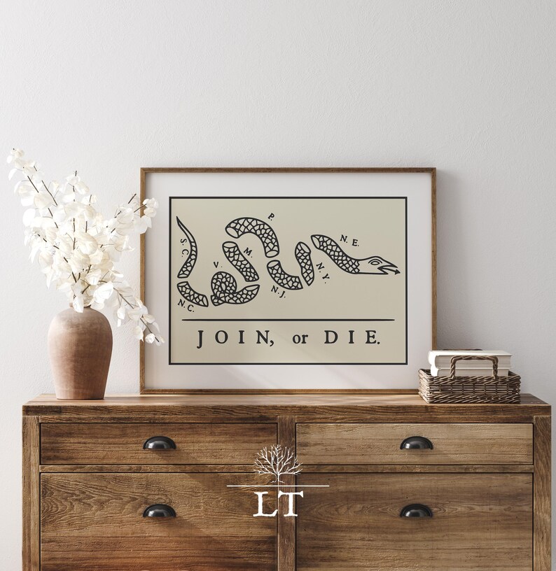 Join or Die Flag Printable, Rattlesnake Flag Print, Unite or Die Flag ...
