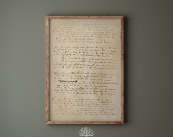 Unique Vintage Patriotic Printable Art, American National Anthem in original Authors Handwriting, Star Spangled Banner Lyrics, July 4th art