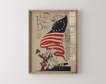 Vintage Patriotic Poster | Flag Day Printable | Vintage Americana Print | American Flag Print | Digital Download