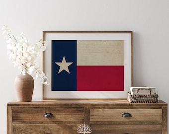 Impresión vintage de la bandera del estado de Texas, impresión de la bandera de Texas, arte imprimible de Texas, idea de regalo de Texas, arte de la bandera de Texas imprimible, bandera de Texas imprimible