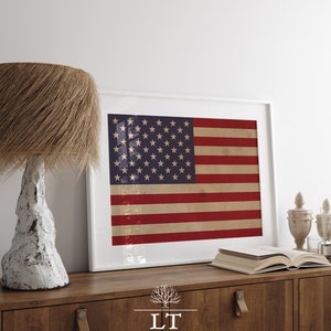 Vintage American Flag Printable, American Flag Decor, US Flag print, Old Glory, Vintage style US Flag print, Antique US Flag Printable
