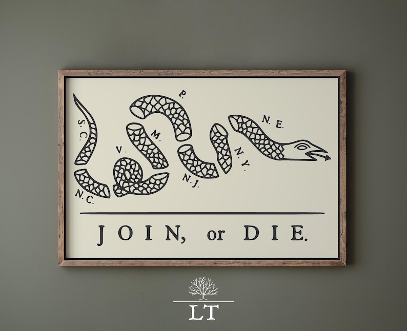 Join or Die Flag Printable, Rattlesnake Flag Print, Unite or Die Flag ...