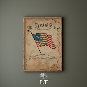 Vintage Star Spangled Banner Cover Art | Vintage Patriotic Print | 1800s Americana | 4th of July Decor | Vintage Style American Flag Print