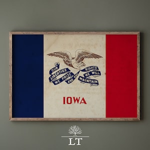 Iowa State Flag Vintage Printable Art, Iowa State Flag Print, Vintage State Flags, Iowa Printable Wall Decor, Iowa Gift Idea