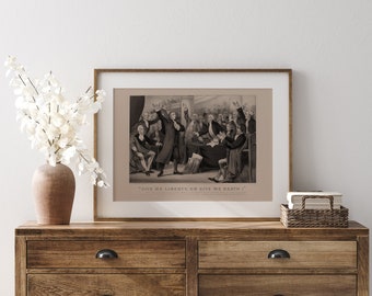 Vintage American Art | Currier and Ives Print | Give me Liberty or Give Me Death | Patrick Henry | Digital Download