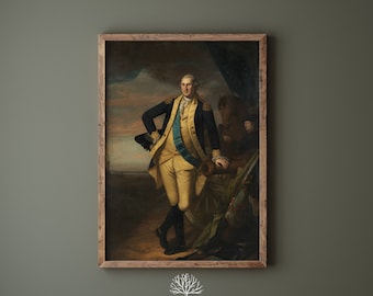 Vintage 1780 portret van George Washington, patriottische Amerikaanse kunst, George Washington, vintage patriottische wand decor, 4 juli kunst