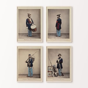 Set of Four Vintage Civil War Soldier Photographs | Union Army Uniforms | Vintage American Civil War Art | Digital Download