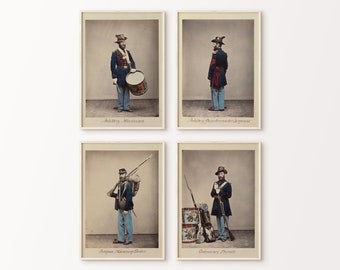 Set of Four Vintage Civil War Soldier Photographs | Union Army Uniforms | Vintage American Civil War Art | Digital Download
