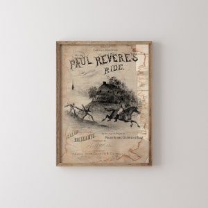 Vintage Americana Print | Paul Reveres Ride | Authentic Music Cover Art | Patriotic Wall Decor | Digital Download