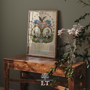 Vintage Patriotic Art Printable, Unique American Flag Art, 1876 Republican Party Chart, US Centennial Art Print, Antique Americana Art