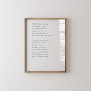 God Bless America Lyrics Printable | Patriotic Gift | God Bless America
