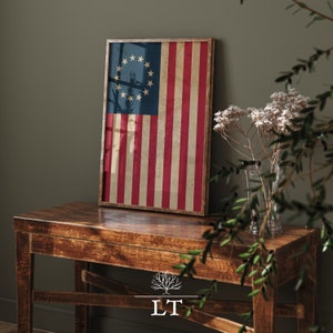 Vintage Betsy Ross Flag Print, Vertical Hanging Betsy Ross Flag, Patriotic Printable, American Flag, Betsy Ross, Vintage 4th of July decor