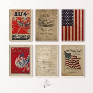 Vintage Independence Day Gallery Set, Vintage Patriotic Printables for 4th of July wall art, Vintage Americana, Patriotic printable Art
