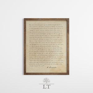 Vintage Gettysburg Address in Abraham Lincolns Handwriting, Gettysburg Address, Antique Civil War Art, Civil War Printable, Civil War Print