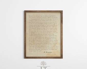 Vintage Gettysburg Address in Abraham Lincolns Handwriting, Gettysburg Address, Antique Civil War Art, Civil War Printable, Civil War Print