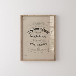 Vintage Music Cover | Battle Hymn of the Republic | Americana Printable Art | Civil War History Wall Decor