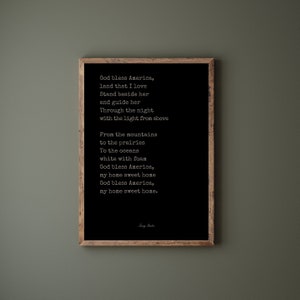 God Bless America Lyrics Printable | Patriotic Gift | God Bless America