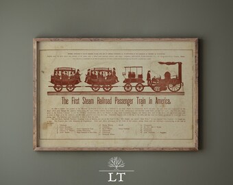 Vintage American Steam Train Advertisement Printable Historic Railroad Wall Art Nostalgic Train Decor Art Print for Train Lover
