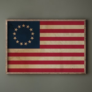 Vintage Betsy Ross Flag Poster Printed and Shipped, Patriotic Printable, Vintage July 4th, American Flag, Betsy Ross, Patriotic Wall Art