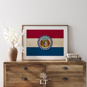Vintage Missouri State Flag Print, Missouri Flag Print, Vintage State Flags, Missouri Printable art, Missouri Gift Idea, Missouri Flag