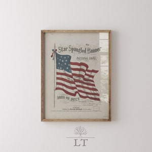 Vintage Star Spangled Banner Cover Art, Our National Song, Patriotic Printable art, Vintage Americana. American Flag Wall art, Vintage USA