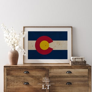 Vintage Colorado Zustand Flagge druckbare Wandkunst, Colorado Zustand Flagge Druck, Vintage Zustandfahnen, Colorado druckbare Wanddekor, Colorado Geschenk