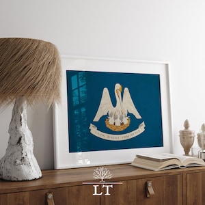 Louisiana State Flag Vintage Printable Art, Louisiana State Flag Print, Vintage State Flags, Louisiana Printable Decor, Louisiana Gift Idea