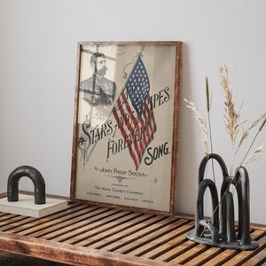 Omslagsbild av vintagemusik | Stjärnor och ränder för alltid | Patriotisk väggkonst | Dekoration för musikrum | Digital nedladdning bild 2