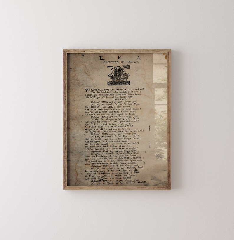 Vintage Patriotic Art Revolutionary War Art Boston Tea Party