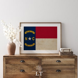 Vintage North Carolina State Flag Print, NC Flagge Print, North Carolina druckbare Kunst, North Carolina Geschenkidee, North Carolina State Flag