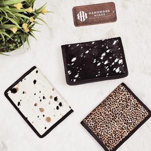 Cartera de cuero de lujo hecha a mano – Cartera plegable de piel de pelo auténtico – Cartera de piel de vaca de primera calidad con protección RFID – Regalo único para hombres y mujeres