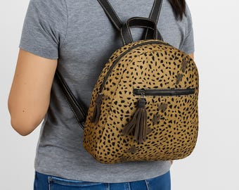 Hair-On Leather Backpack for Women | Handmade Travel Daypack | Unique Gift for Her