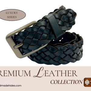 Handwoven Leather Belt for Men – Full Grain Braided Design, Adjustable Fit, Matte Metal Buckle, Premium Gift for Him