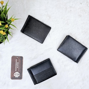 Billetera de cuero de primera calidad con clip para billetes / Tarjetero RFID plegable delgado / Billetera minimalista hecha a mano para hombres / Regalo de lujo para él