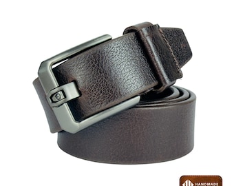 Handmade Leather Belt for Men, Full Grain Brown Belt, Genuine Leather Belt, Mens Gift, Classic Formal Casual Belt, Gift for Him