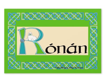 Personalized Irish Language Birthday Card, Celtic Animal Design, Custom Name