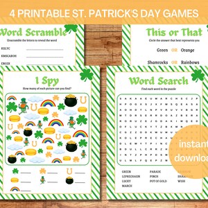 St. Patrick&#39;s Day Games Bundle | Printable St. Patrick&#39;s Day Games for Kids | INSTANT DOWNLOAD