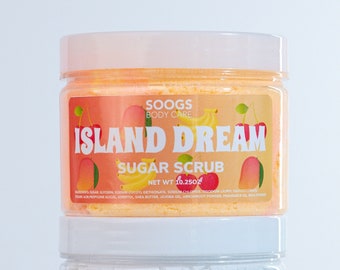 Tropical Sugar Scrub | Bath Body Scrub Body Wash | Shea Soap exfoliant | Fruity Scented Foaming Sugar Scrub | Self Care gift for her