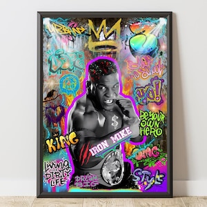 Mike Tyson Graffiti Wall Art, Mike Tyson Street Art Print, Mike Tyson Poster Iconic Boxing Legend Poster, Boxing Gift, Sports Wall Decor