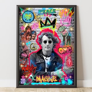 John Lennon Graffiti Wall Art, The Beatles Poster, Music Legend Art, John Lennon Poster, Street Art Print, Rock Music Wall Decor, Pop Art