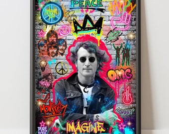 ビートルズ ルーフトップ コンサート: ジョン レノン 24 x 36 インチ