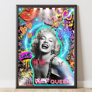 Arte della parete dei graffiti di Marilyn Monroe, arte della parete di Marilyn Monroe, poster iconico di Hollywood, poster di Marilyn Monroe, regalo pop art, arte della parete della star del cinema