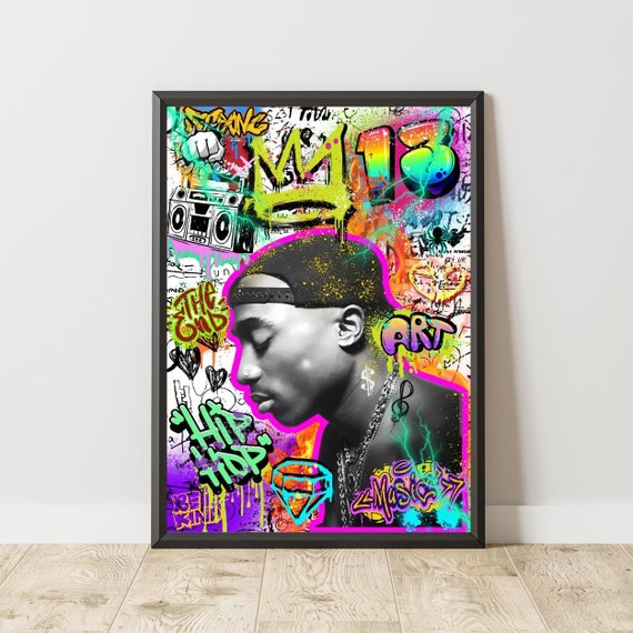 Tupac Shakur Graffiti Wall Art, Tupac Poster, Hip Hop Art Print